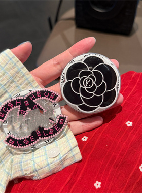 法式潮牌名媛小香风黑色山茶花浪漫紫色磁吸支架高级轻奢