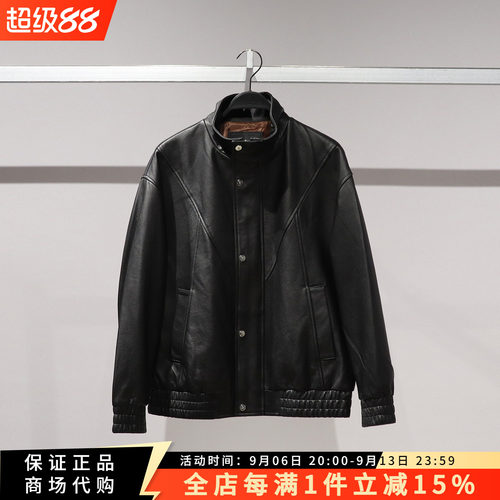 太平鸟男装宽松皮衣外套