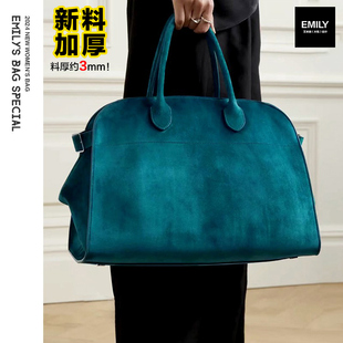 新款真皮麂皮女15寸大容量复古休闲通勤百搭贝壳包托特包手提单肩