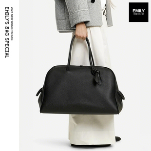 新款真皮男女绳结大容量复古休闲通勤波士顿包贝壳包手提单肩斜挎