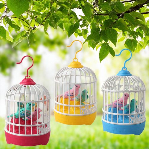 儿童鸟笼玩具电动声控感应鸟仿真小鸟有声会动会叫婴儿宝宝幼儿园