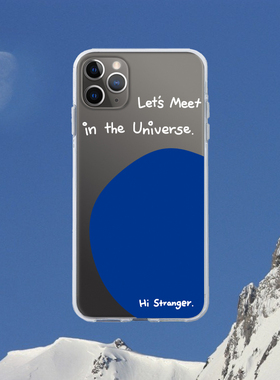 BlueHour原创在宇宙间相遇 创意蓝色透明手机壳 适用于iPhone15pro