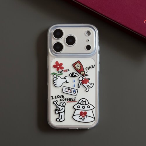 BlueHour原创涂鸦心情 双层印花IMD小众创意简约透明手机壳 适用于iPhone18ProMax