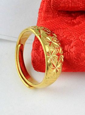 原创设计风沙金情侣对戒现货包邮