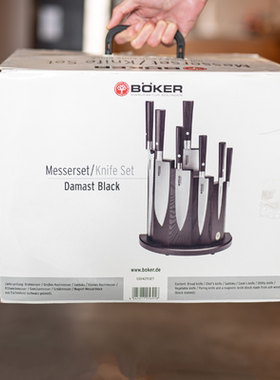 Boker德国进口高端厨刀复合钢Damast黑色套件高端厨师刀专用套装