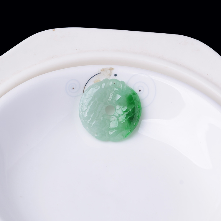 玉翠隆玉器阳绿翡翠双鱼吊坠缅甸保真冰糯种老坑a货玉鱼挂坠送证