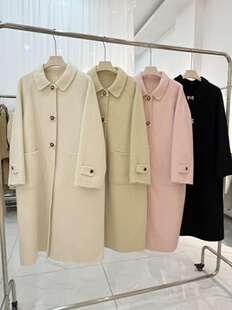 2025韩国东大门蝴蝶结扣山羊绒大衣女韩版 大衣 直筒显瘦显高百搭款