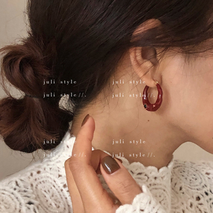 橘里 超好看红色耳圈圈耳扣耳钉高级感轻奢耳饰耳环 防过敏耳扣