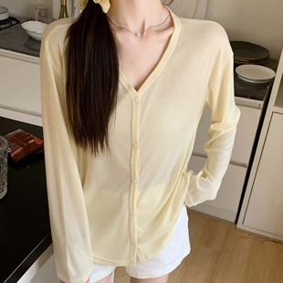 外套长袖 168夏季 宽松外穿防晒披肩空调衫 领针织开衫 上衣 女薄款