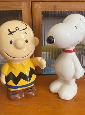 原d 敲可爱 卡通 史努比花生漫画 查理布朗陶瓷储钱罐 存钱筒