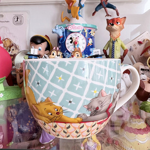 图卢兹陶瓷马克杯牛奶 尾单 百里兹 可爱卡通玛丽猫 咖啡杯 迪s尼