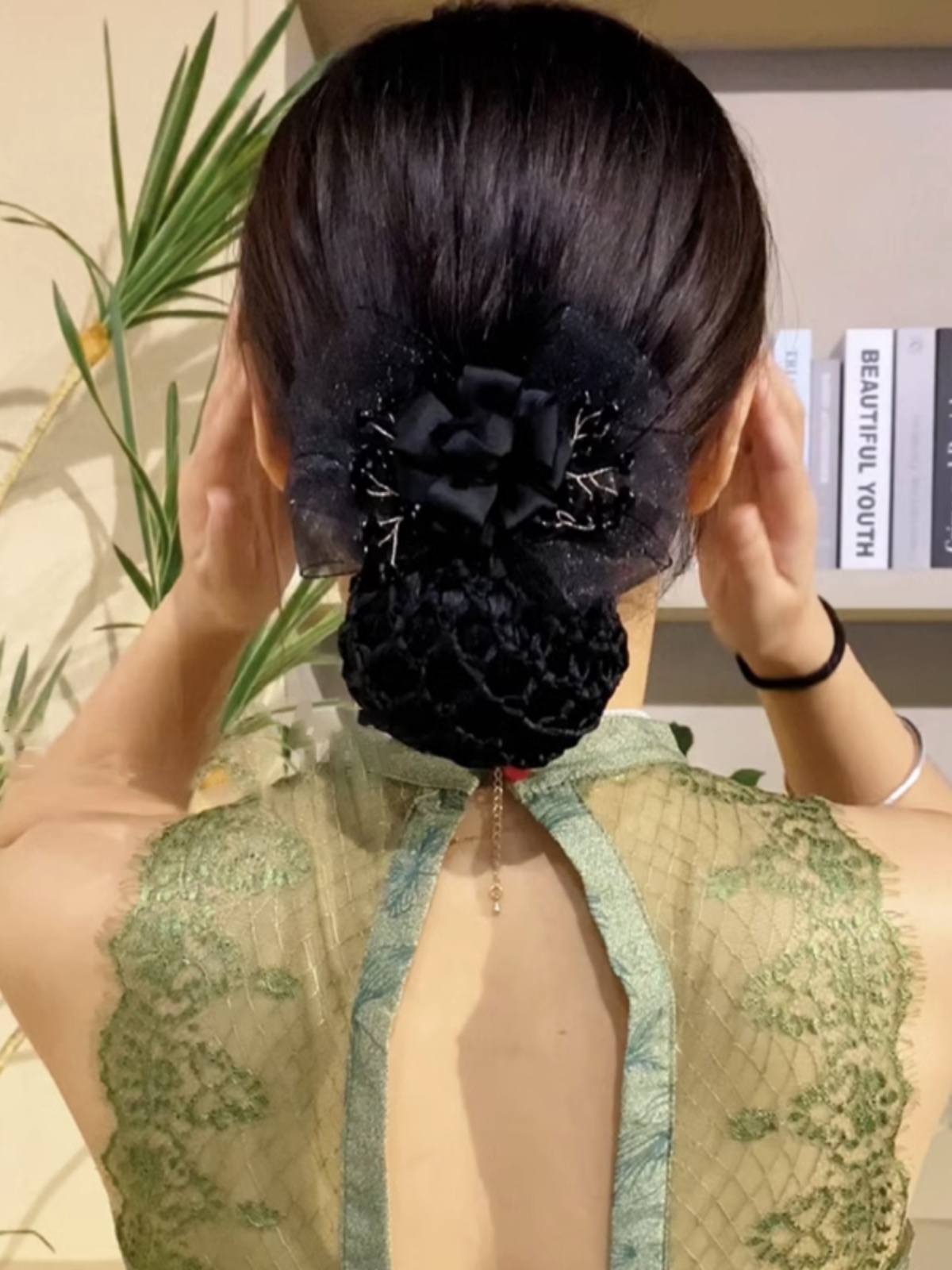 复古网纱蝴蝶结头花女后脑勺发卡
