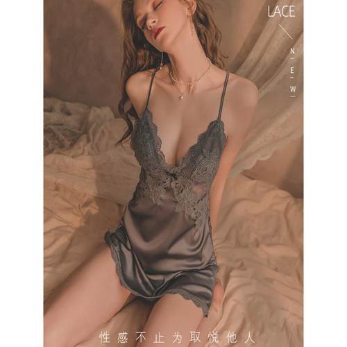 高级感冰丝蕾丝纯欲风吊带睡裙