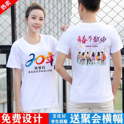 同学聚会t恤定制衣服20年30年40毕业纪念班服纯棉短袖团队文化衫