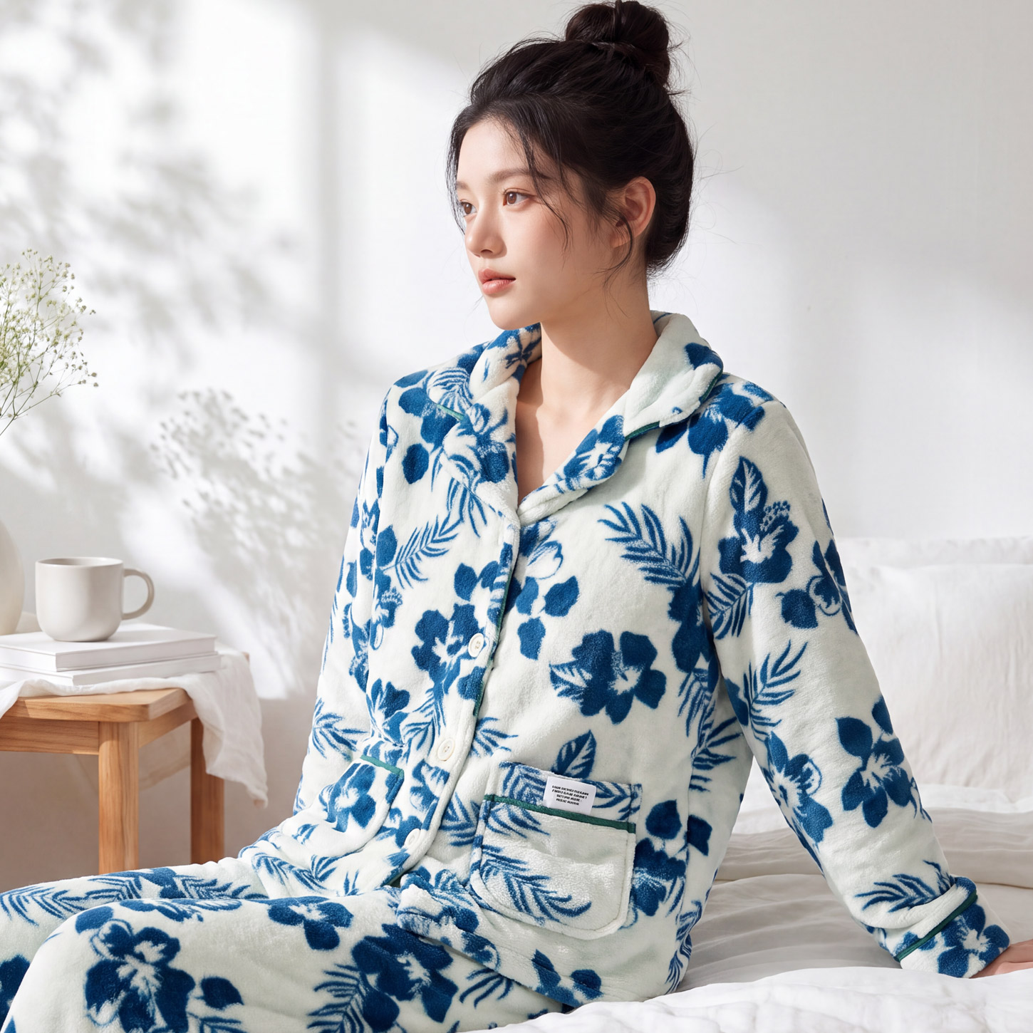 睡衣女秋冬季加厚套装家居服保暖长袖春秋新款珊瑚绒法兰绒可外穿