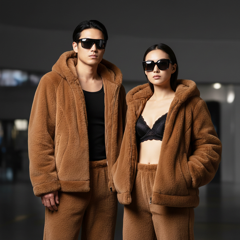 仿貂加厚新款睡衣家居服男女外穿套装冬季情侣仿皮草保暖新款防风