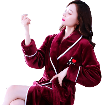 珊瑚绒加长宽松大码可外穿浴衣