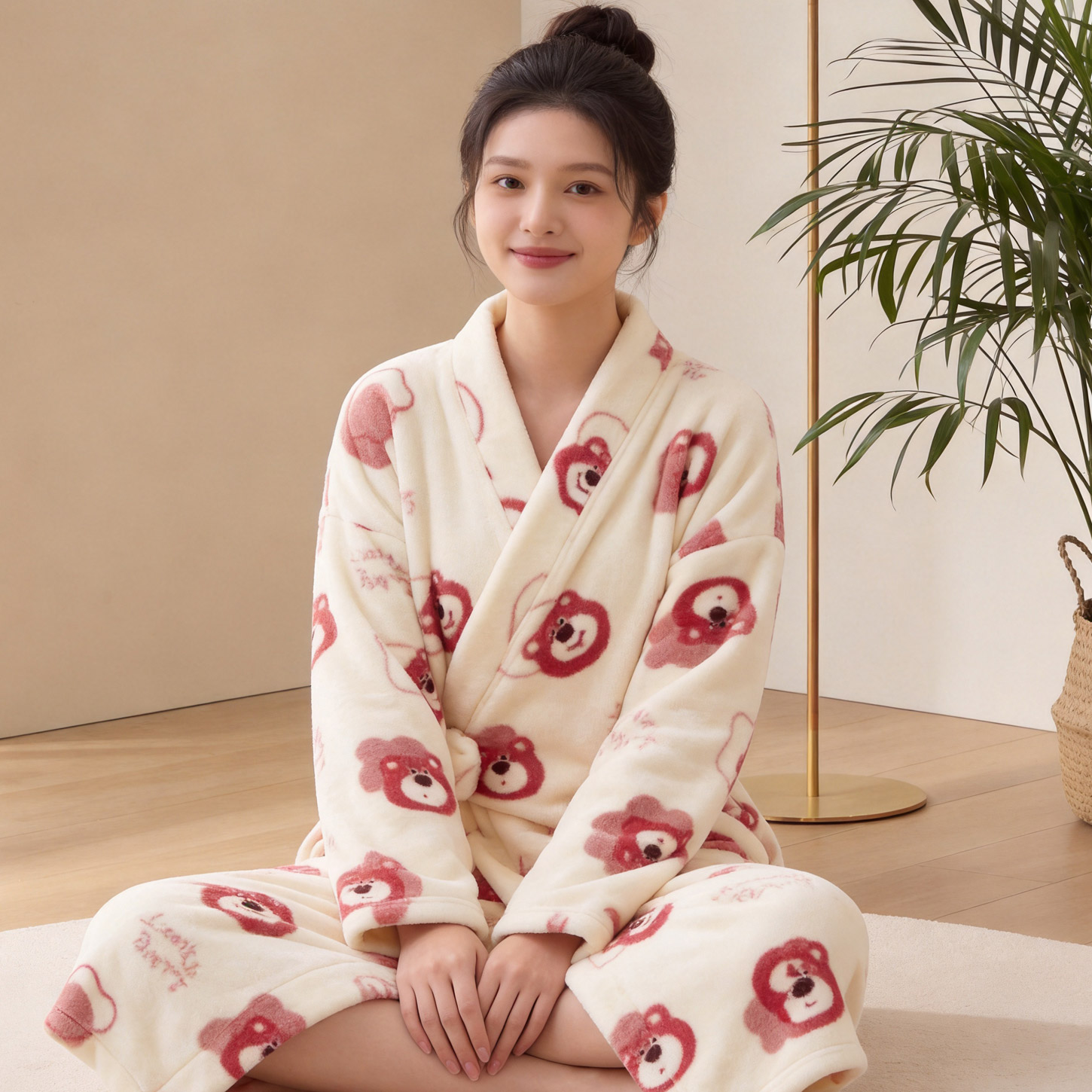 睡袍女秋冬季加厚珊瑚绒长袍浴袍保暖春秋法兰绒新款睡衣外穿长袖
