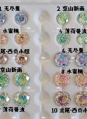 渐变千禧八边玫瑰双色耳钉316L钢