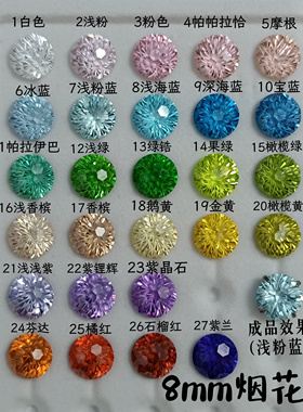 彩色爆闪烟花切锆石钛钢耳钉男女