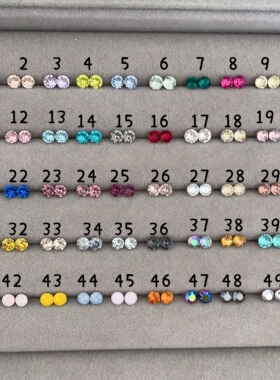 奥地利进口圆钻4mm耳蜗钉超闪彩色华子耳钉螺丝拧扣316L钢耳骨钉