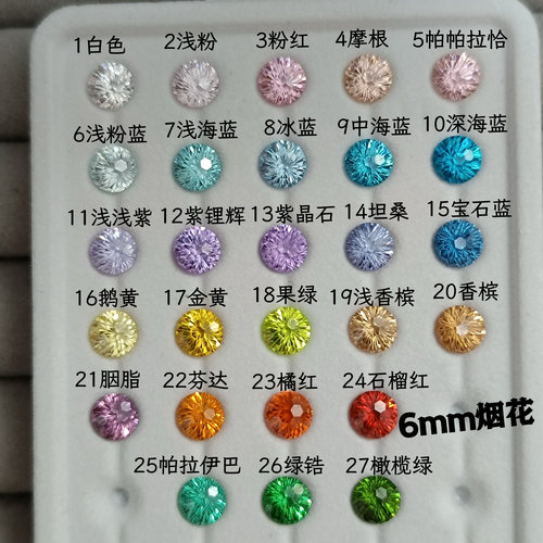 彩色爆闪烟花切锆石耳钉316L钛钢