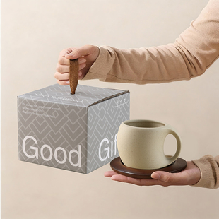 陶瓷咖啡杯碟套装复古拿铁美式咖啡杯子木杯垫下午茶杯碟勺花茶杯