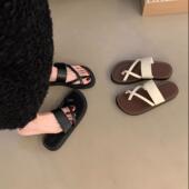 沙滩复古仙女风搭裙子凉鞋 女新款 休闲百搭通勤交叉套趾凉拖鞋 夏季