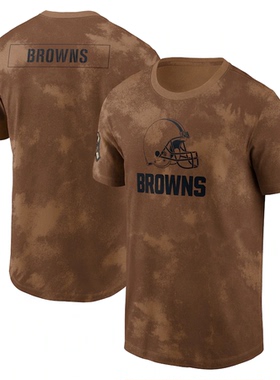 NFL球衣男士夏季致敬版布朗Cleveland Browns运动长袖宽松短袖T恤