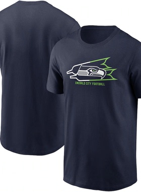 NFL球衣男夏季海鹰Seattle Seahawks休闲运动长袖宽松男士短袖T恤