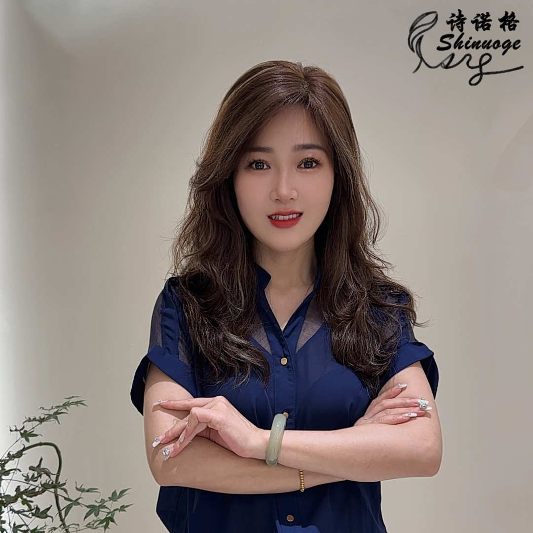 Shinuoge/诗诺格全真发高品质手工勾织女士中长发大波浪假发发套
