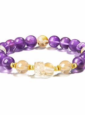 女紫水晶手链黄晶貔貅新中式手链
