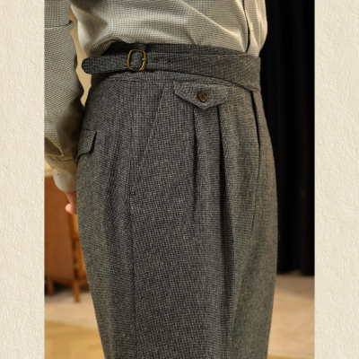 男士秋冬老钱风廓尔喀直筒西裤