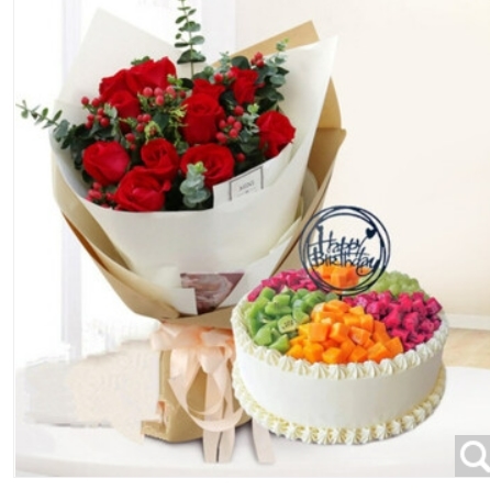 百色右江区森林中心城新环球江滨一路玫瑰花生日蛋糕鲜花店母亲节