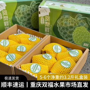 顺丰凤梨释迦果礼盒装净重约3.2斤当季新鲜水果送礼推荐重庆双福