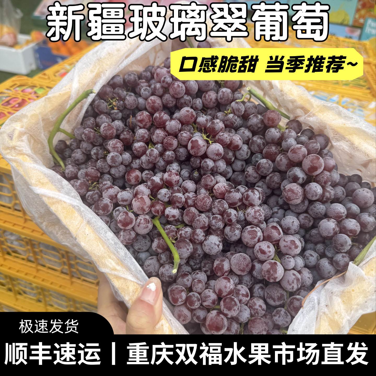 新疆玻璃翠葡萄净重约4斤脆甜