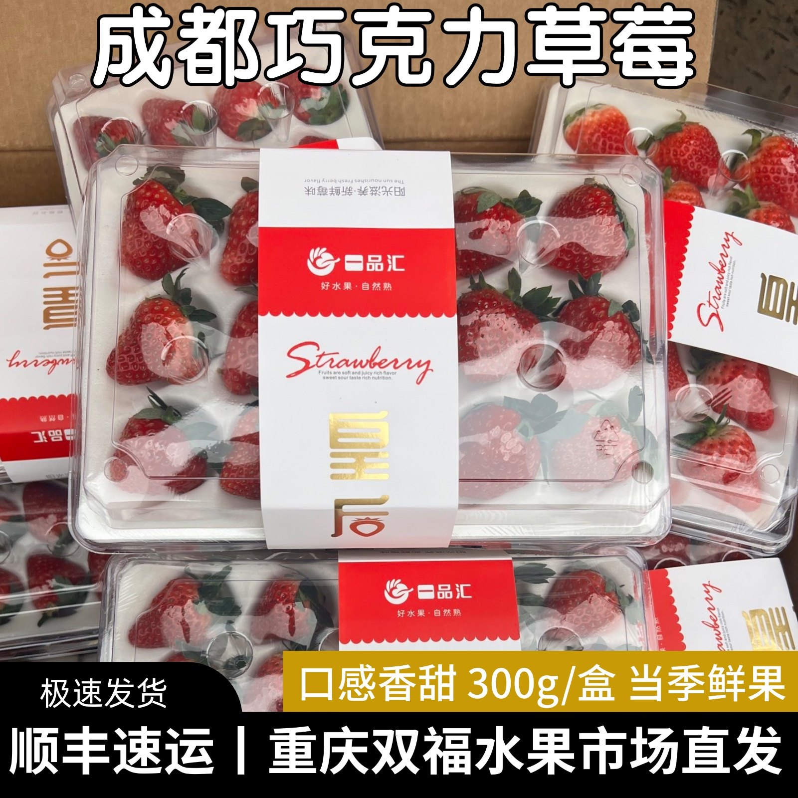 一品汇皇后&middot;成都巧克力草莓盒装300g/盒新鲜当季水果重庆双福2