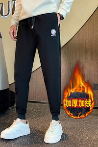 冬季加绒裤子社会束脚裤男士修身小脚裤厚保暖长裤 A68图片