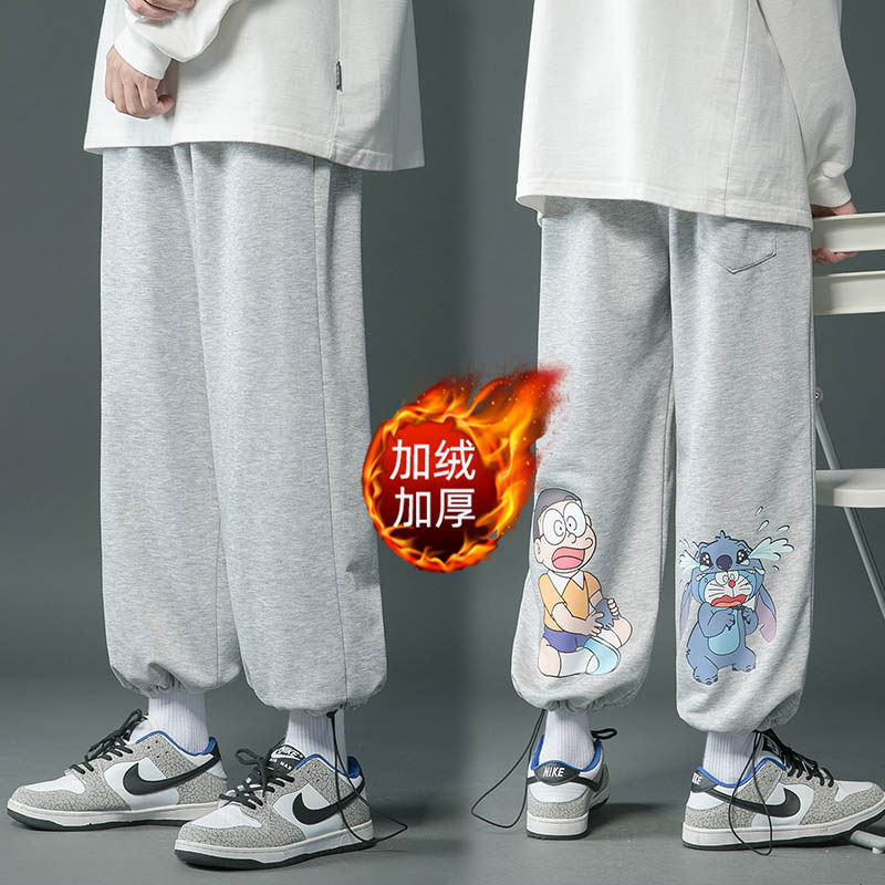 冬季新款运动裤男女中性休闲裤卡通印花卫裤宽松抽绳束脚裤K08P45，男装休闲裤，星座712-1