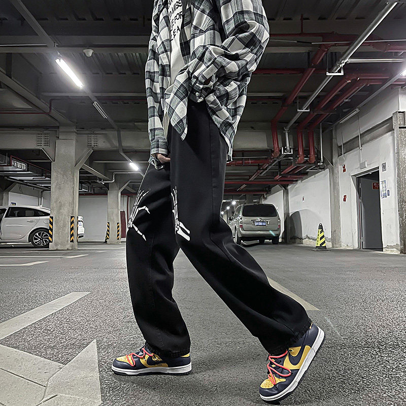 春装新款直筒牛仔裤港风大码宽松拖地裤男女中性休闲裤N10-P55,男装牛仔裤,星座712-1