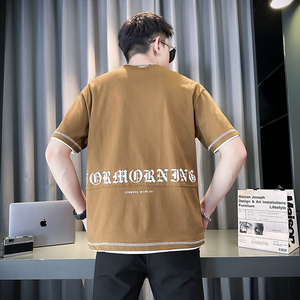 刺绣字母t恤男士夏季痞帅半袖打底衫潮流圆领短袖体恤TX05-P58图片