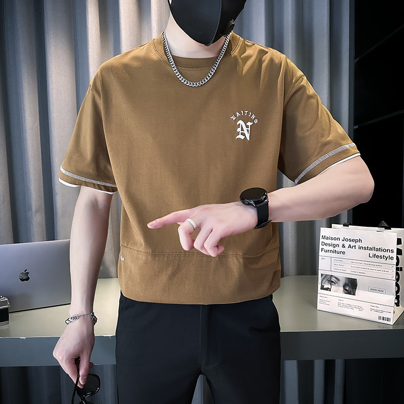 刺绣字母t恤男士夏季痞帅半袖上衣潮流圆领短袖体恤TX05-P58,男装T恤,星座712-1