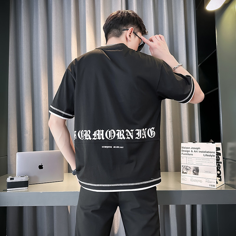 刺绣字母t恤男士夏季新款痞帅半袖潮流圆领短袖体恤TX05-P58,男装T恤,星座712-1