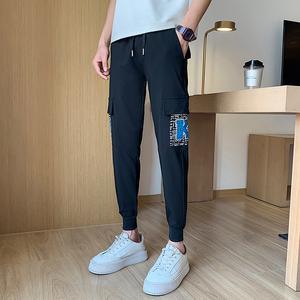 夏季休闲裤男士哈伦裤潮牌束脚九分裤精神小伙网红裤子712-1-A106图片