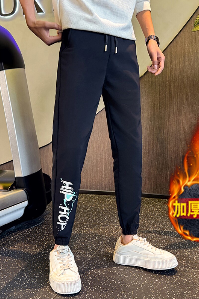 冬季加绒裤男士休闲裤修身小脚裤潮牌束脚裤潮男学生裤子A170加绒,男装休闲裤,星座712-1