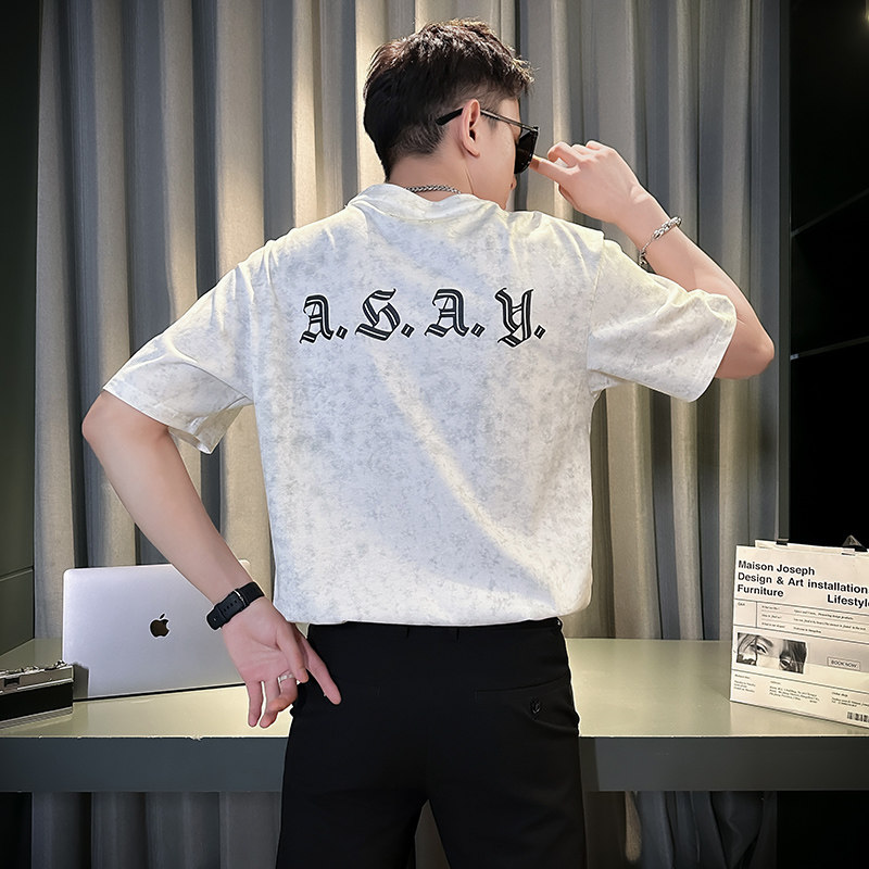 短袖T恤夏季高端圆领半袖体恤衫男士扎染碎花休闲上衣TX04-P58,男装T恤,星座712-1