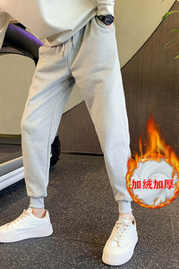 纯色加绒卫裤社会小伙网红裤男士运动裤宽松哈伦裤 A70-P45加绒48图片