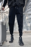 秋冬季新款休闲裤男士加厚长裤潮牌束脚裤多口袋工装裤条纹裤A168，男装休闲裤，星座712-1