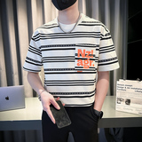夏季潮牌条纹短袖t恤男士潮流百搭休闲上衣半袖TX03-P58，男装T恤，星座712-1