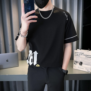 夏季新款男士短袖T恤青少年潮牌宽松打底衫社会人衣服TX01-P58,耐克搭配什么颜色衣服图片